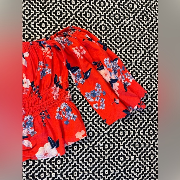 Cupcakes and Cashmere Red Smocked Off The Shoulder Top - Picture 6 of 7